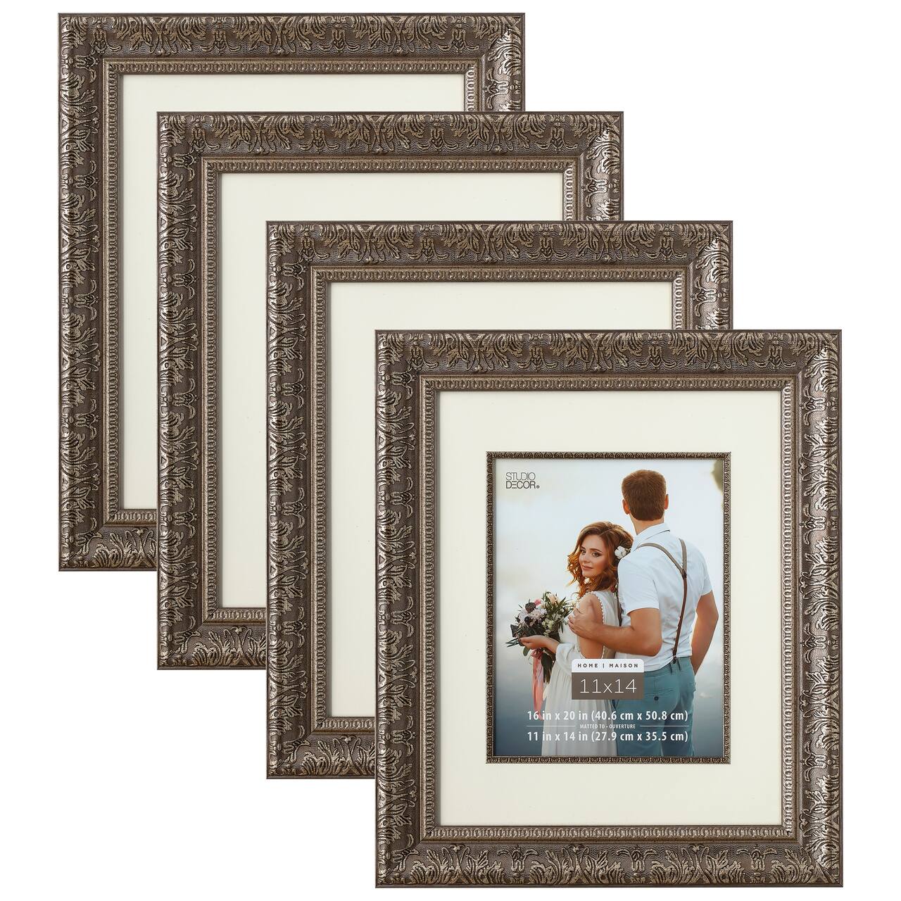 4 Pack: Silver Floral Frame with Mat, Home Collection by Studio Décor®